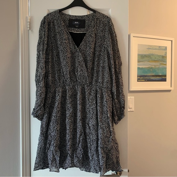 ANTHRO Maeve Long-Sleeve Faux-Wrap Dress Leopard Print XL - Picture 1 of 10